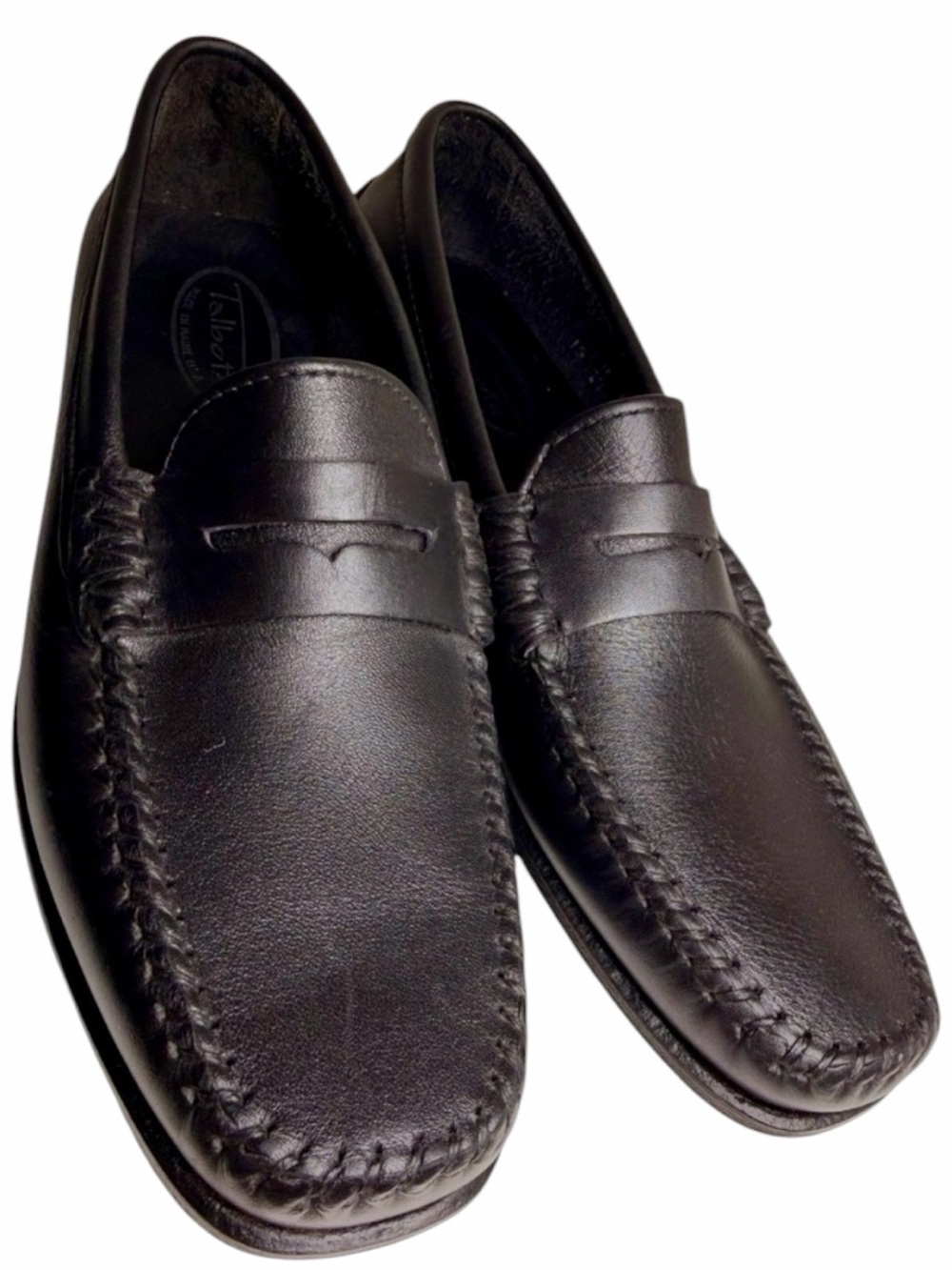 Vintage Talbots Black Leather Penny Loafers 8N Made USA Square Toe